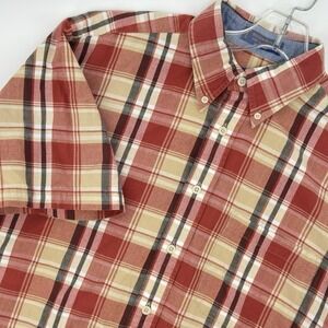 Pendleton Seaside Shirt Men's L Red Plaid Button Down Short Sleeve 100% Cotton